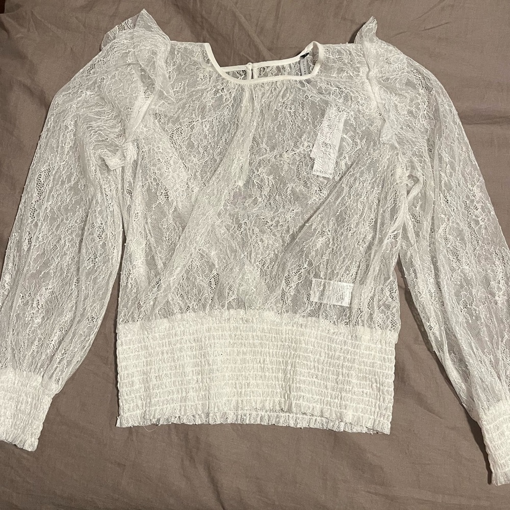 Sheer lace white blouse